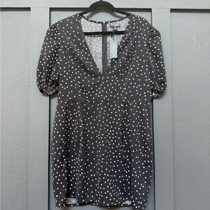 NWT PrettyLittleThing White and Black puff sleeve tea dress